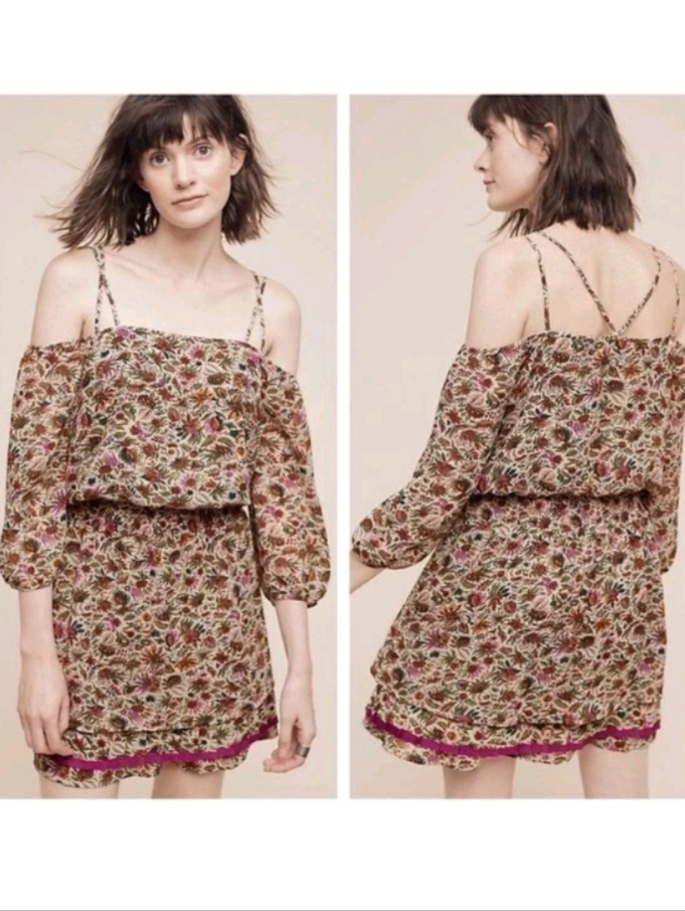 Anthropologie Floreat Everett Off The Shoulder Floral Dress Size 10